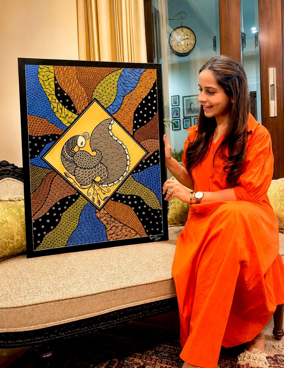 Keerat Khorana with one of her original Etchings artworks